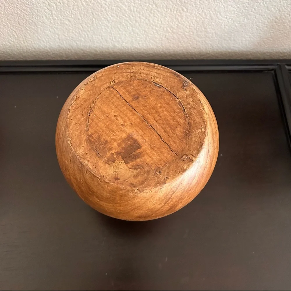 Handcrafted Paulownia Wood Vase – Rustic Brown Small Decorative Flower Vase 8”